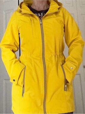Tommy Hilfiger Bright Yellow Hooded Trench Coat/ Rain Jacket